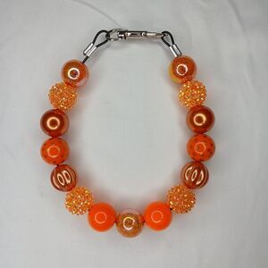 Handmade Fall Fun Beaded Dog Puppy Collar Necklace Jewelry Durable M 15"